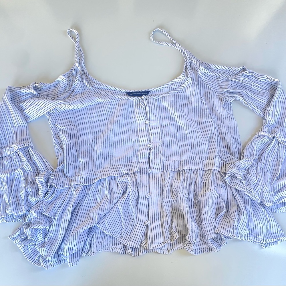 American Eagle Black and White Stripe Top, M